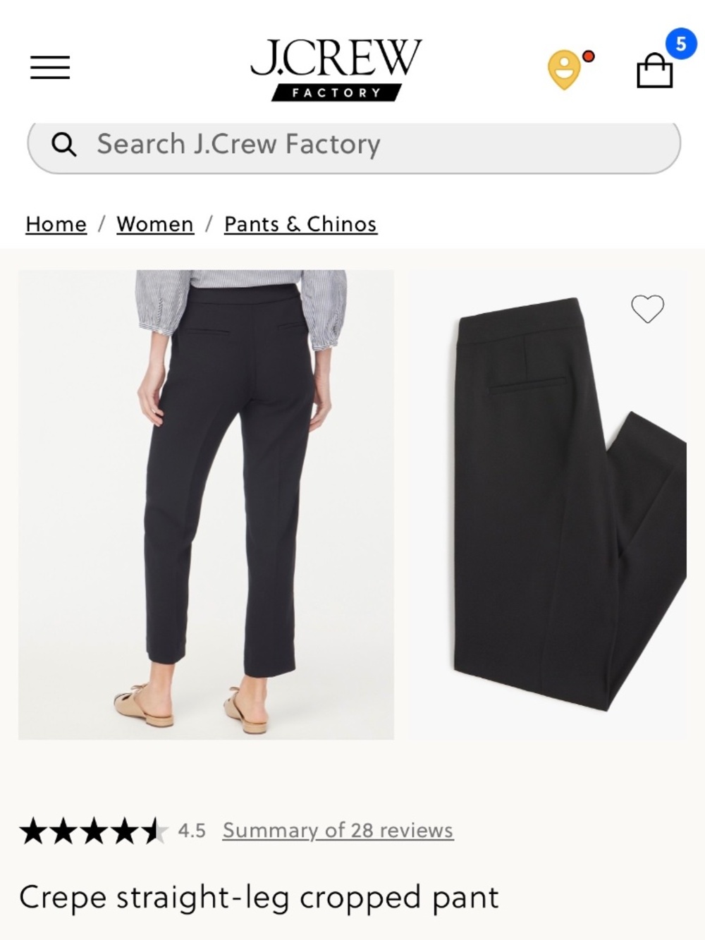 Crepe straight leg cropped pant
